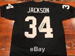 Bo Jackson Autographed Oakland Raiders Custom Black Jersey Witness Beckett GTSM