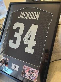 Bo Jackson Autographed Signed Raiders Jersey Framed Beckett 32x24 Michell & Ness