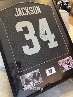 Bo Jackson Autographed Signed Raiders Jersey Framed Beckett 32x24 Michell & Ness