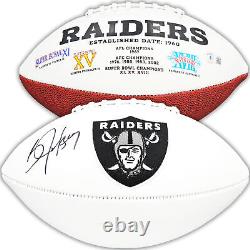 Bo Jackson Autographed Signed Raiders White Logo Football Beckett Witness 218034