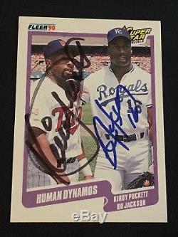 Bo Jackson & Kirby Puckett 1990 Fleer Human Dynamos Signed Autographed Card Jsa