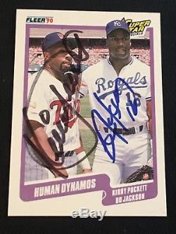 Bo Jackson & Kirby Puckett 1990 Fleer Human Dynamos Signed Autographed Card Jsa