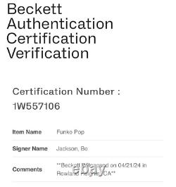 Bo Jackson SIGNED. AUTOGRAPHED. Raiders Funko POP! #89. BECKETT WITNESS COA