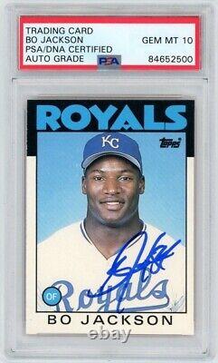 Bo Jackson Signed 1986 Topps Traded Rookie Card #50T RC PSA GEM MT 10 AUTO