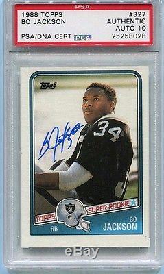 Bo Jackson Signed 1988 Topps Rc Rookie Card #327 Psa Autograph Graded 10