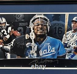 Bo Jackson Signed 36x12 Framed Raiders Royals Pano Photo Collage Autograph BAS