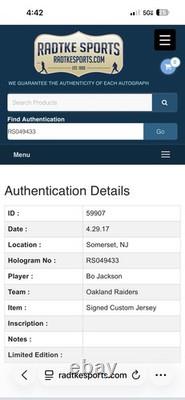 Bo Jackson Signed Auto Raiders Football Jersey Framed 44x36 Radtke COA