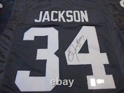 Bo Jackson Signed Custom Black Raiders Jersey #34 With Holograph Sticker + Beckett