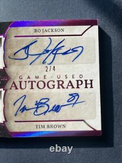 Bo Jackson Tim Brown 2020 Leaf ITG Game Used Dual Patch Auto 2/4 Jersey Raiders