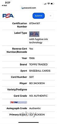 Bo Jackson signed 1986 Topps Traded #50T Rookie Card RC PSA AutoAuthentic