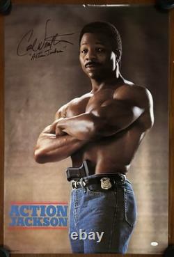 CARL WEATHERS VERY RARE Signed Autographed ACTION JACKSON 24x36 Poster JSA COA