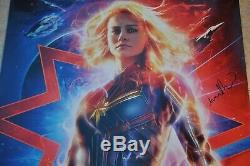 Captain Marvel Cast Signed Movie Poster Brie Larson, Samuel L Jackson + 7 Rare