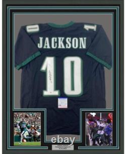 FRAMED Autographed/Signed DESEAN JACKSON 33x42 Philadelphia Black Jersey PSA COA