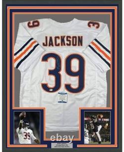 FRAMED Autographed/Signed EDDIE JACKSON 33x42 Chicago White Jersey BAS COA