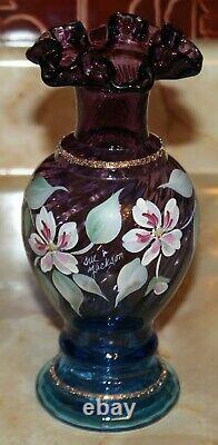 Fenton Art Glass Mulberry Vase George/Bill Fenton 50 Year 1946-1996 Sue Jackson