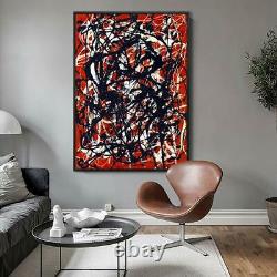 Framed Abstract Artwork Free Form by Jackson Pollock Giclee Art Print 28x40