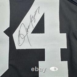 Framed Autographed/Signed Bo Jackson 35x39 Oakland Black Football Jersey JSA COA