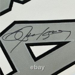 Framed Autographed/Signed Bo Jackson 35x39 Oakland White Football Jersey JSA COA