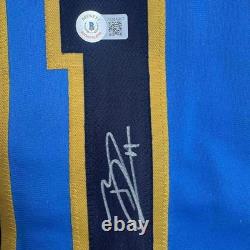 Framed Autographed/Signed Jackson Chourio 35x39 Milwaukee Blue Jersey BAS COA