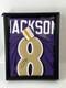 Framed Autographed/Signed LAMAR JACKSON Baltimore Purple Jersey COAPROS
