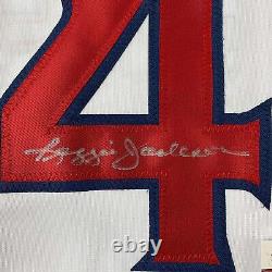 Framed Autographed/Signed Reggie Jackson 33x42 LA White Jersey JSA COA