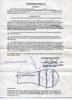 GRANT JACKSON Signed Autographed Ball Co Contract 1979 Pirates WS Champs Yankees