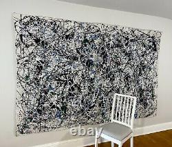 Gigantic Large Abstract Painting Mid Century Modern Jackson Pollock Style Art