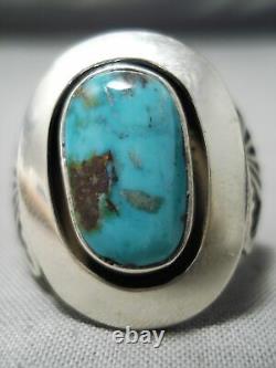 Important Vintage Navajo Tommy Jackson Morenci Turquoise Sterling Silver Ring