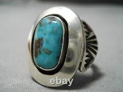 Important Vintage Navajo Tommy Jackson Morenci Turquoise Sterling Silver Ring