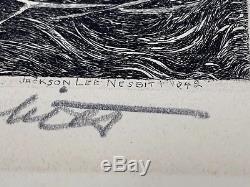 JACKSON LEE NESBITT Original Pencil Signed Etching EVENING IN MARCH 1942 Ltd Ed