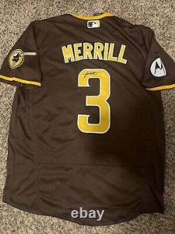 JACKSON MERRILL signed Autographed PADRES custom jersey Size Medium Rookie Star