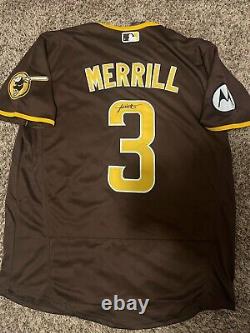 JACKSON MERRILL signed Autographed PADRES custom jersey Size Medium Rookie Star