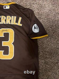 JACKSON MERRILL signed Autographed PADRES custom jersey Size Medium Rookie Star