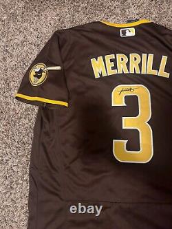 JACKSON MERRILL signed Autographed PADRES custom jersey Size Medium Rookie Star