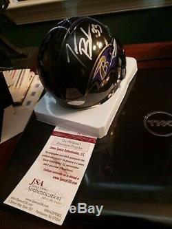 JSA COA LAMAR JACKSON and Terrence Brooks Signed Baltimore Ravens Mini Helmet