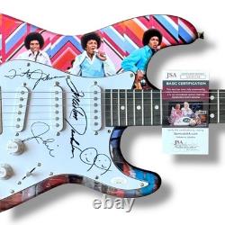 Jackson 5 Signed Guitar Custom Graphics JSA COA Jermaine Jackie Tito Marlon