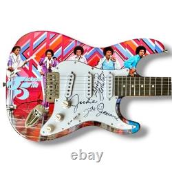 Jackson 5 Signed Guitar Custom Graphics JSA COA Tito Jackie Jermaine Marlon