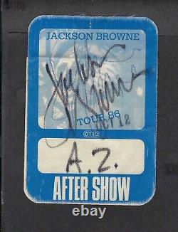 Jackson Browne 1986 Tour Backstage Pass Signed Autographed Auto by JB