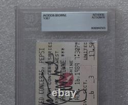 Jackson Browne Signed Beckett Bas Coa Autographed Slabbed Ticket Stub Certified