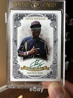 Jackson Chourio 2021 Onyx Vintage Green Ink On-Card Auto /50 #VAJC