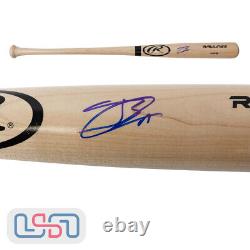 Jackson Chourio Brewers Signed Autographed Blonde Rawlings Bat USA SM JSA