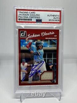 Jackson Chourio Signed Autographed 2023 Donruss Baseball Red Retro Relic /99 PSA