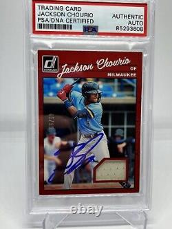 Jackson Chourio Signed Autographed 2023 Donruss Baseball Red Retro Relic /99 PSA