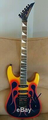 Jackson DK2 Dinky Blue Flames. MIJ. Hand painted. Signed by artist. WithGig Bag Case