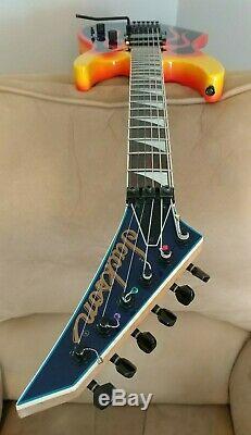 Jackson DK2 Dinky Blue Flames. MIJ. Hand painted. Signed by artist. WithGig Bag Case
