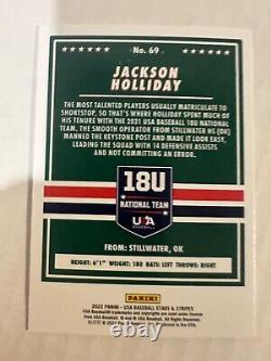 Jackson Holiday Panini USA Stars and Stripes autographed signed card Orioles