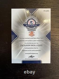 Jackson Holliday 2021 Leaf Perfect Game auto Autograph Patch /12 Orioles #1 Pick