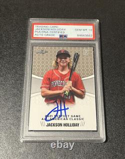 Jackson Holliday Signed 2021 Perfect Game Rookie Card #28 Psa GEM MINT 10 AUTO