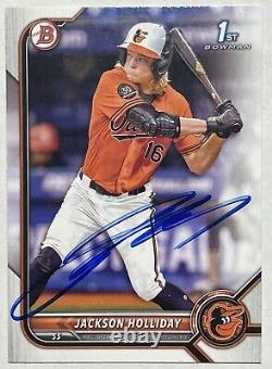 Jackson Holliday Signed 2022 1st Bowman Draft #BD-168 Orioles Autographed