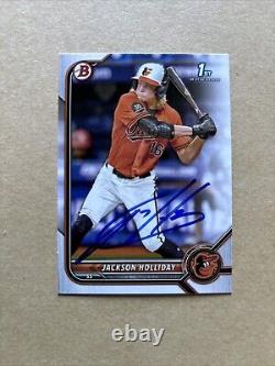 Jackson Holliday Signed Autograph 2022 1st Bowman Card RC Baltimore Orioles